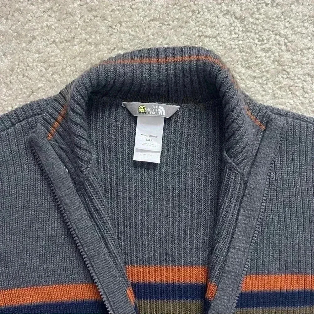 The North Face Sweater Mens Size Large A5 Series Knit Zip-Up Jacket Striped Gray